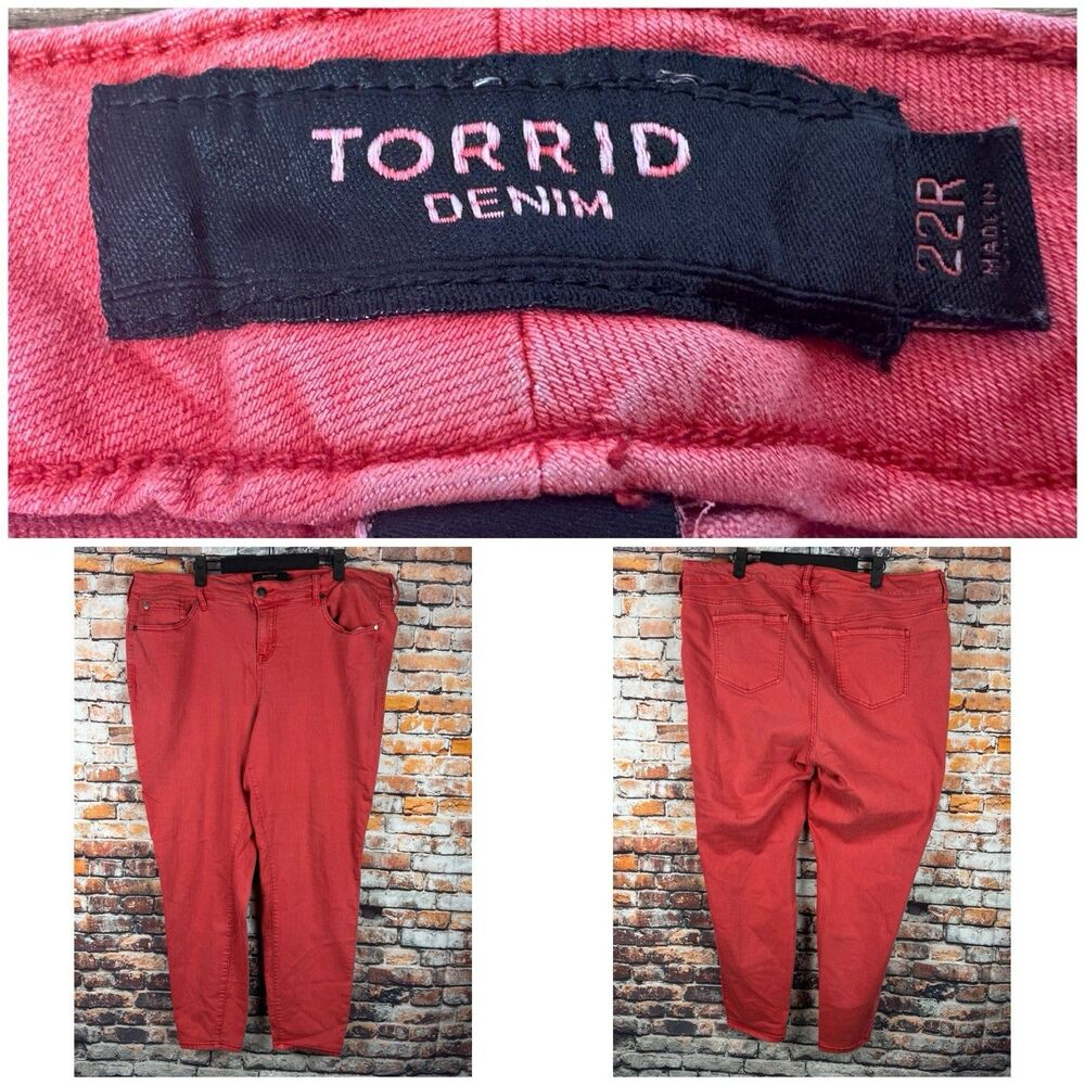 Torrid Denim 22R Red Tapered Stretched Denim Jeans 38"x27"